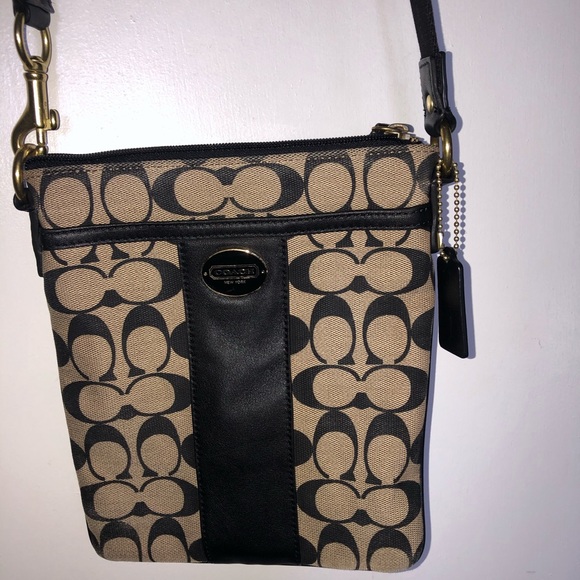 Coach crossbody black and brown purse